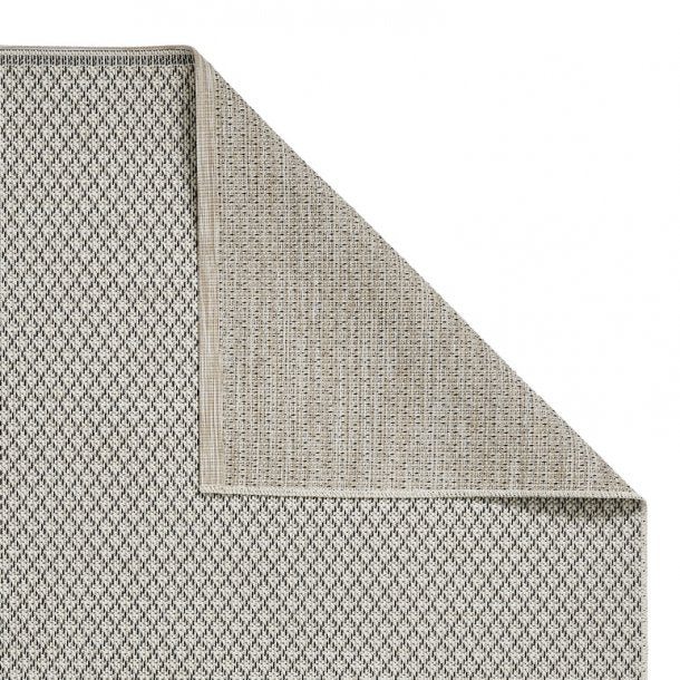 Modern Beige & Black Geometric Outdoor Rug - Weather-Resistant Woven Design - Multiple Sizes