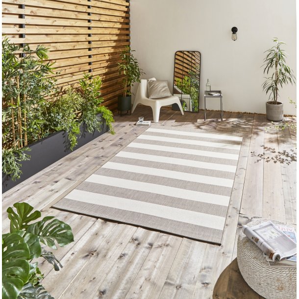 Lounge Outdoor Rug, Striped, Beige & Cream ( 3 Sizes )