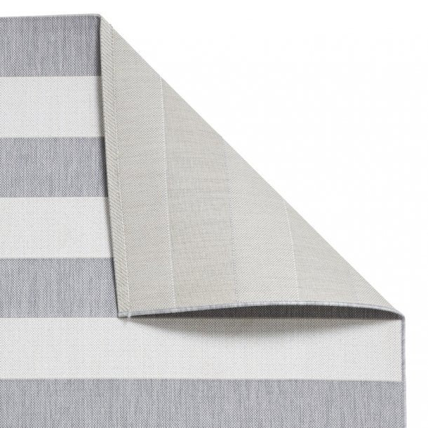 Stylish Grey & Light Beige Outdoor Striped Area Rug – Multiple Sizes