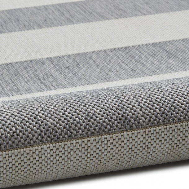 Stylish Grey & Light Beige Outdoor Striped Area Rug – Multiple Sizes