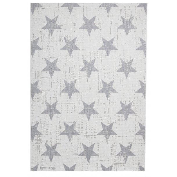 Stylish Cream & Grey Star Pattern Indoor-Outdoor Rug – Durable Weather-Resistant Design – Multiple Sizes