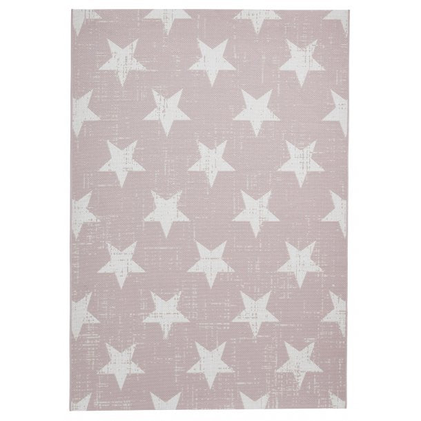 Charming Rose Pink & Cream Star Pattern IndoorOutdoor Rug – Soft WeatherResistant Design – Multiple Sizes