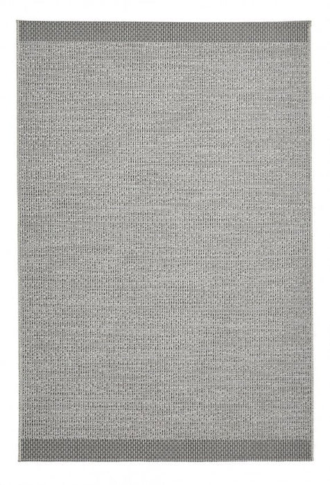 Outdoor Grey & Black Woven Patio Rug - Modern Design - Weather-Resistant - Multiple Sizes