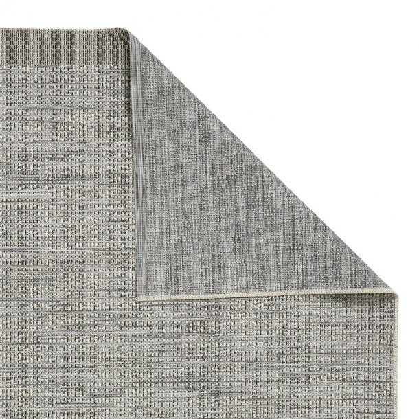 Outdoor Silver & Black Woven Patio Rug - Modern Weather-Resistant Design - Multiple Sizes