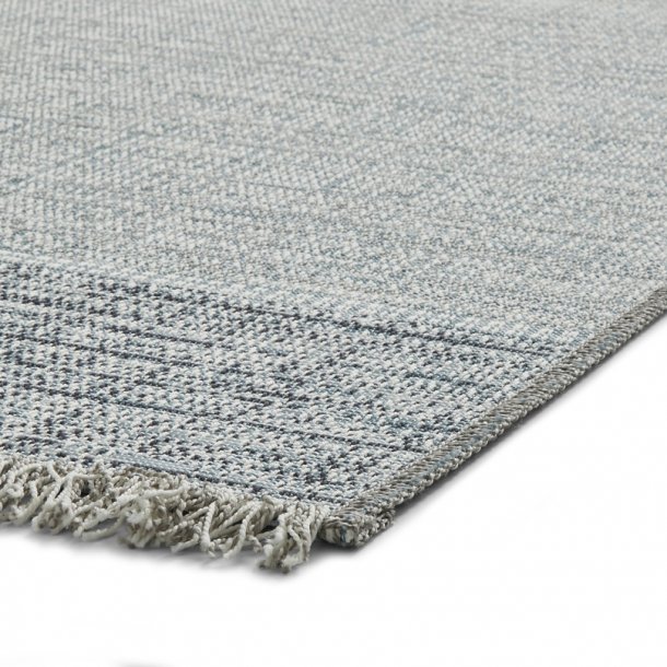 Outdoor Beige & Blue Woven Patio Rug - Stylish Weather-Resistant Design - Multiple Sizes