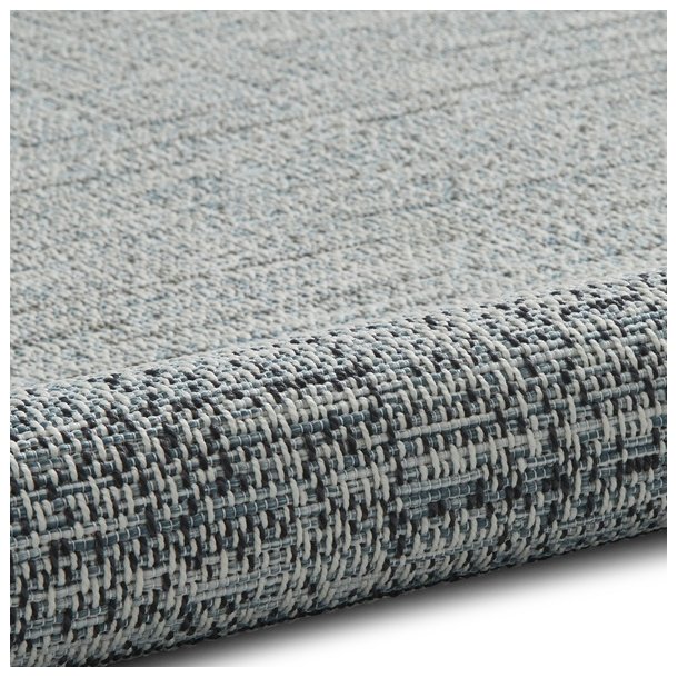 Outdoor Beige & Blue Woven Patio Rug - Stylish Weather-Resistant Design - Multiple Sizes