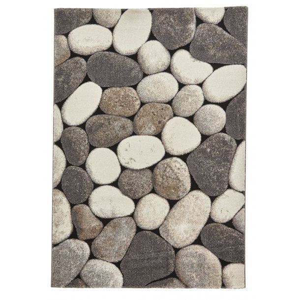 Modern Cream & Grey Pebble Design Rug – Soft Polypropylene Blend – Multiple Sizes