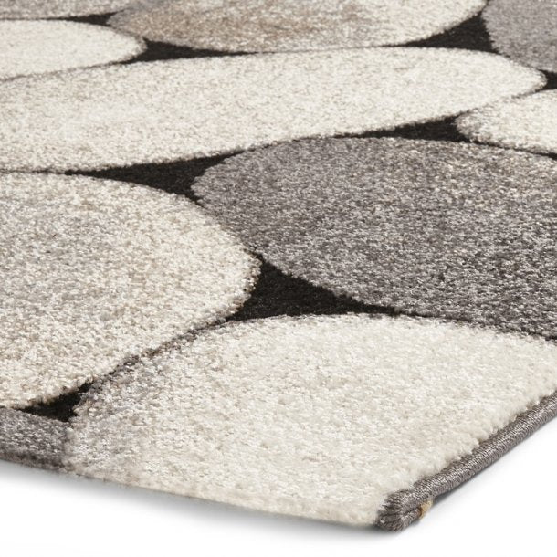 Modern Cream & Grey Pebble Design Rug – Soft Polypropylene Blend – Multiple Sizes