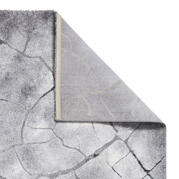  Modern Grey Cracked Earth Pattern Rug – High-Density Polypropylene Blend – Multiple Sizes