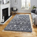 Elegant Grey & Ivory Diamond Pattern Shaggy Rug with Tassels – Multiple Sizes