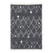 Elegant Grey & Ivory Diamond Pattern Shaggy Rug with Tassels – Multiple Sizes