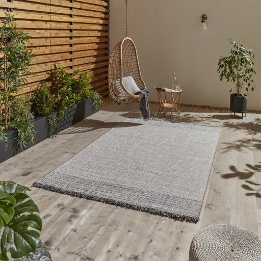 Crofton Outdoor Rug, Textured Plain, Light Grey & Beige