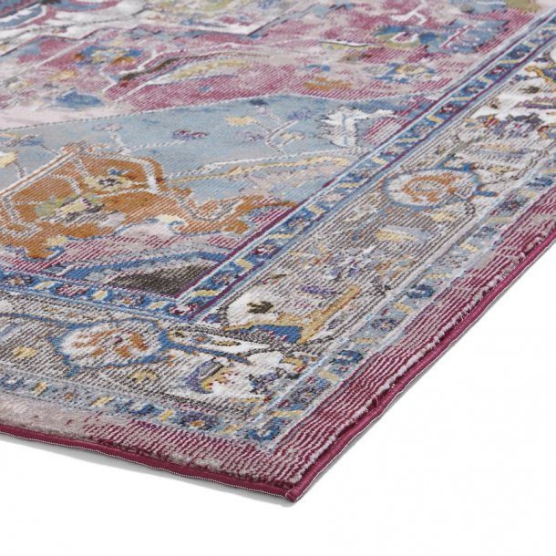 Vibrant Fuchsia & Blue Persian-Style Area Rug – Ornate Traditional Design – Multiple Sizes