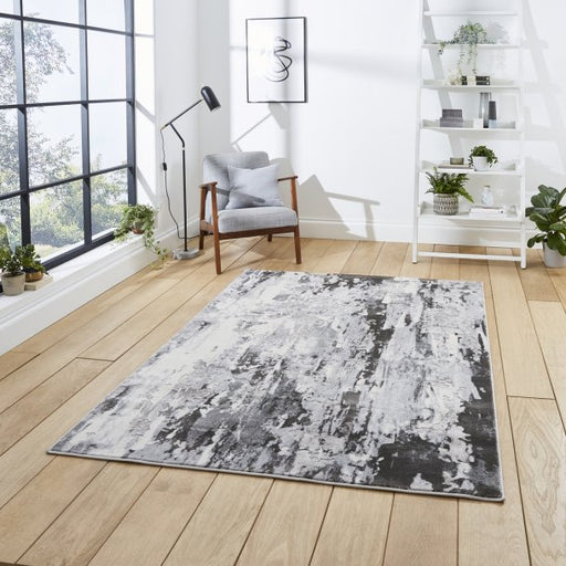 Elegant Grey Distressed Wool Area Rug – Abstract Design - Multiple Sizes