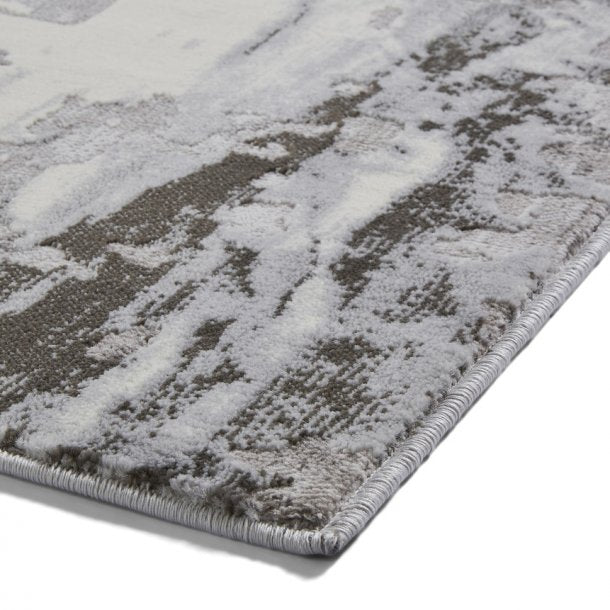 Elegant Grey Distressed Wool Area Rug – Abstract Design - Multiple Sizes