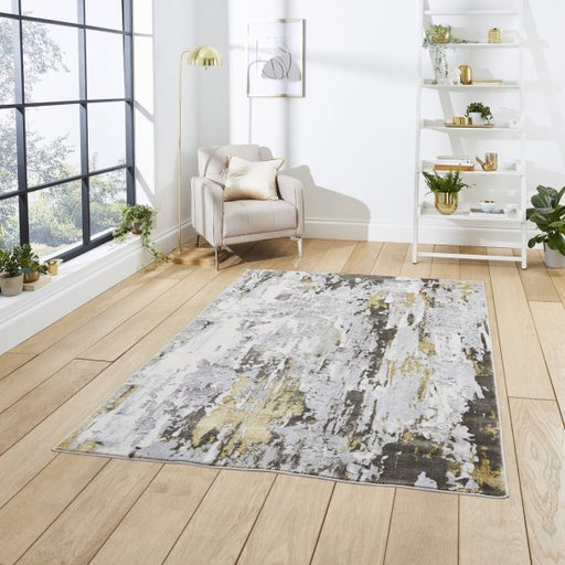 Elegant Grey & Ivory Abstract Wool Area Rug – Distressed Design – Multiple Sizes