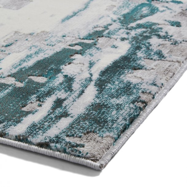 Modern Grey & Green Abstract Wool Area Rug – Artistic Brushstroke Design - Multiple Sizes