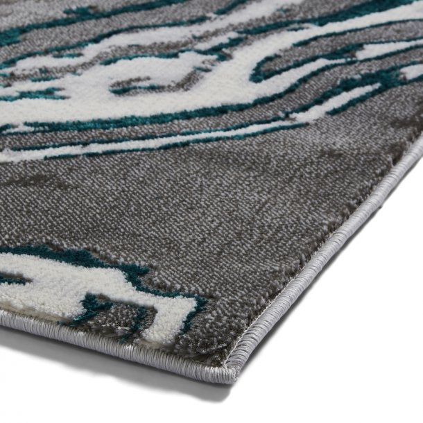 Elegant Grey & Green Swirl Wool Area Rug – Marbled Design for Modern Interiors - Multiple Sizes