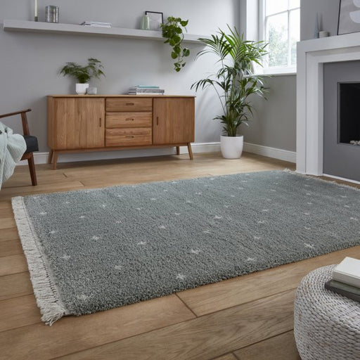 Elegant Mint Green Area Rug with Subtle Pattern and Tassel Detailing – Multiple Sizes