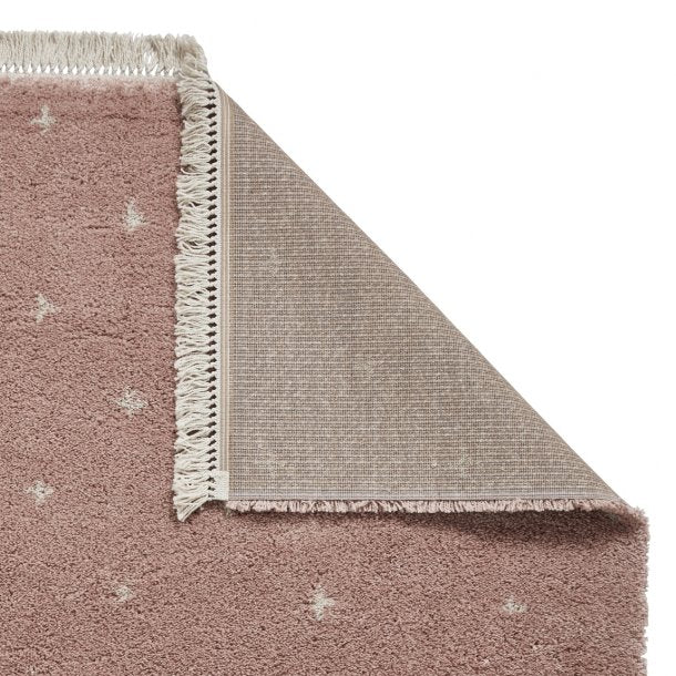 Charming Rose Shaggy Area Rug with Tassel Accents - Soft Pink Tones - Multiple Sizes