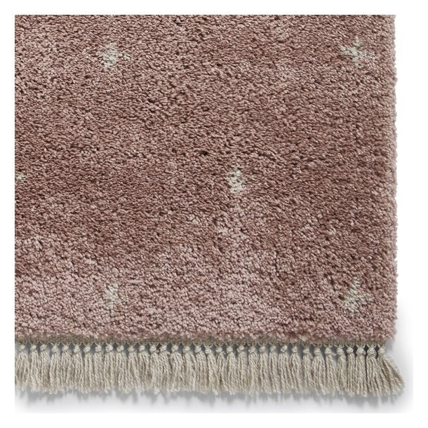 Charming Rose Shaggy Area Rug with Tassel Accents - Soft Pink Tones - Multiple Sizes