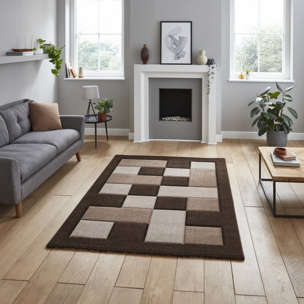 Madrid Geometric Brown & Beige Indoor Rug