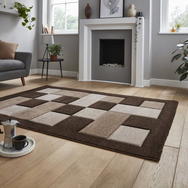 Madrid Geometric Brown & Beige Living Room Rug