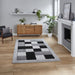 Modern Grey Checkered Area Rug – Geometric Design with Plush Texture – Multiple Sizes