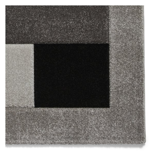 Modern Grey Checkered Area Rug – Geometric Design with Plush Texture – Multiple Sizes