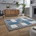 Stylish Grey & Blue Checkered Block Pattern Rug – Soft Polypropylene Blend – Multiple Sizes