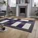 Bold Grey & Purple Checkered Block Pattern Rug – Durable Polypropylene Blend – Multiple Sizes