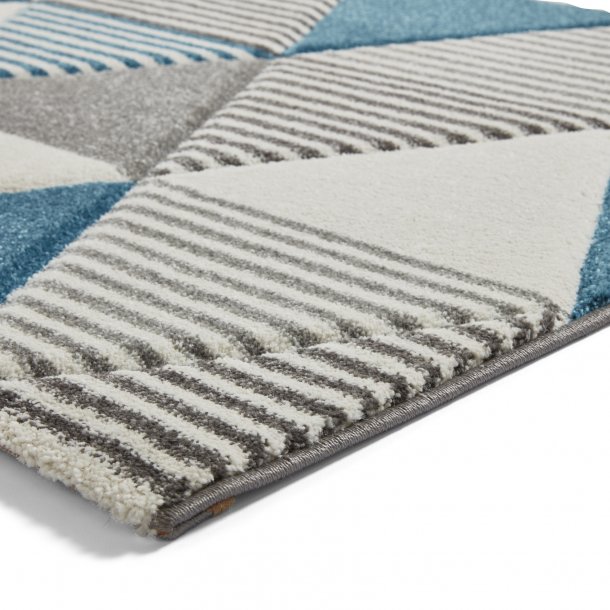 Modern Grey & Blue Triangular Geometric Pattern Rug – Stylish Home Décor Piece – Multiple Sizes