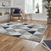 Stylish Grey & Navy Blue Geometric Triangle Rug – Modern Design – Multiple Sizes