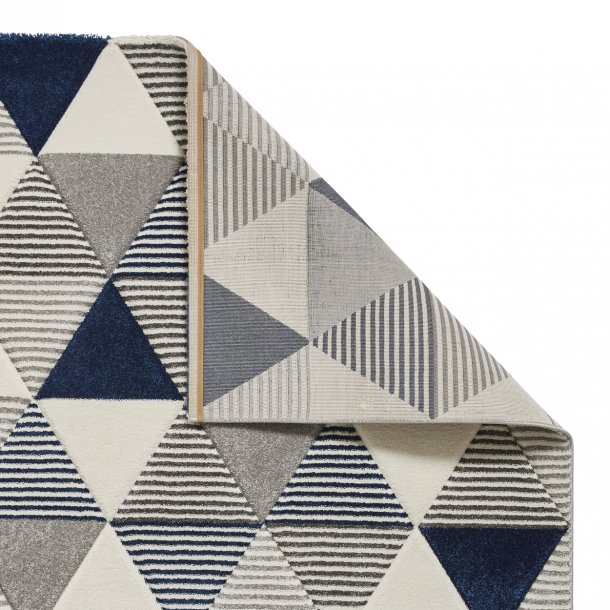 Stylish Grey & Navy Blue Geometric Triangle Rug – Modern Design – Multiple Sizes