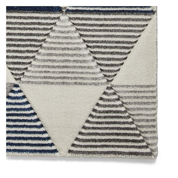 Jersey Grey & Navy Living Room Rug