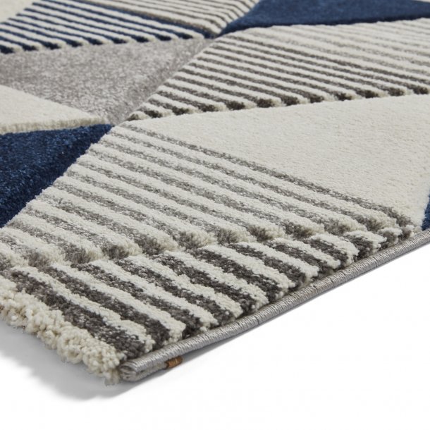 Jersey Grey & Navy Living Room Rug