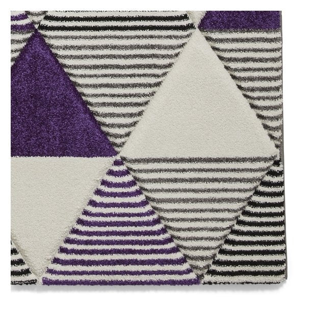 Modern Grey & Purple Geometric Triangle Rug – Stylish Design – Multiple Sizes