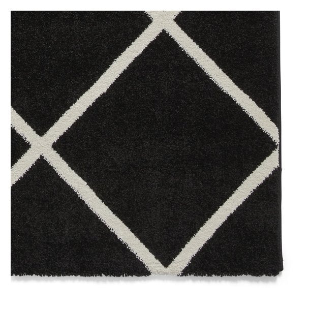 Jersey Black & White Geometric Living Room Rug