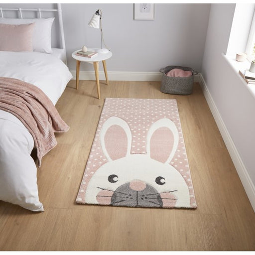 Cute Pink Bunny Kids Rug - Adorable Animal Design - Soft & Cozy - 120 x 170 cm