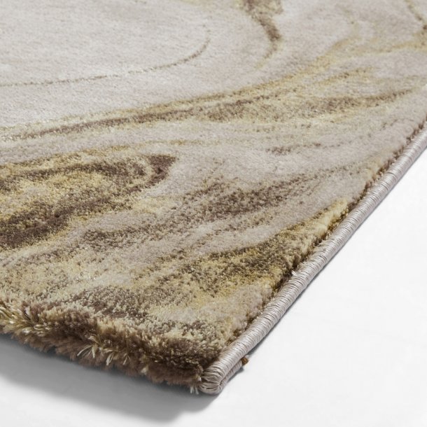 Luxurious Beige & Gold Swirl Marble Rug – Elegant Abstract Design – Multiple Sizes