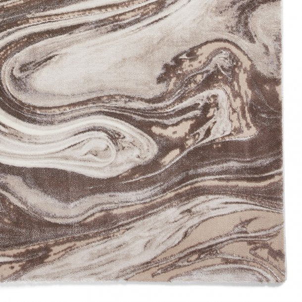 Chic Swirl Beige & Silver Marble Pattern Rug – Abstract Artistic Design – Multiple Sizes