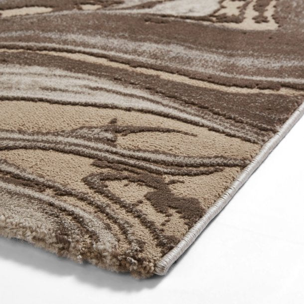 Chic Swirl Beige & Silver Marble Pattern Rug – Abstract Artistic Design – Multiple Sizes