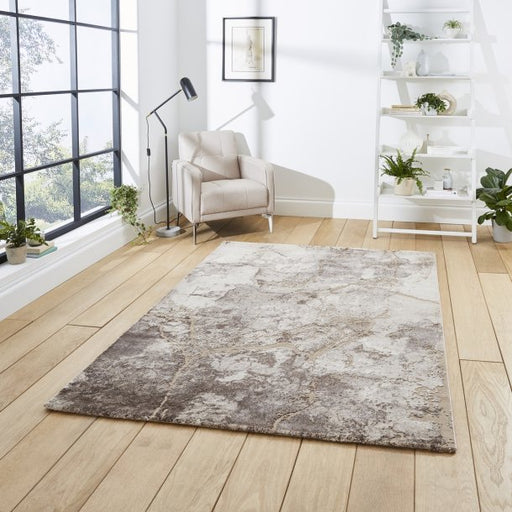 Luxurious Beige & Silver Abstract Area Rug – Modern Distressed Pattern – Multiple Sizes