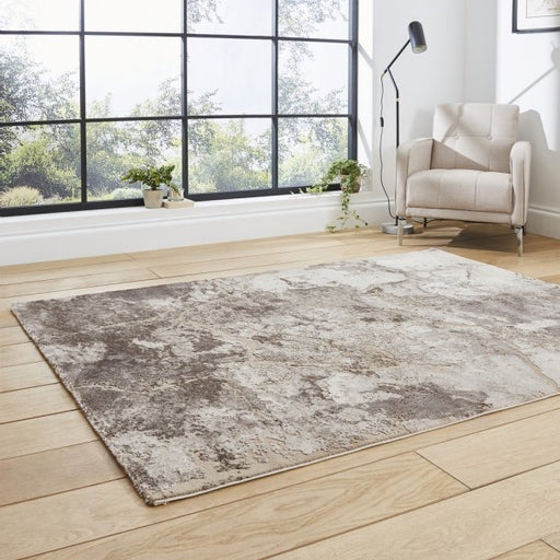 Luxurious Beige & Silver Abstract Area Rug – Modern Distressed Pattern – Multiple Sizes