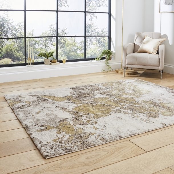 Rome Beige & Gold Living Room Rug