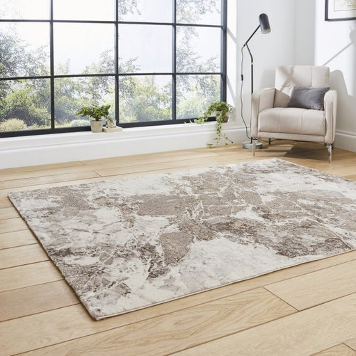 Modern Beige & Silver Abstract Area Rug – Soft Distressed Design for Elegant Interiors – Multiple Sizes