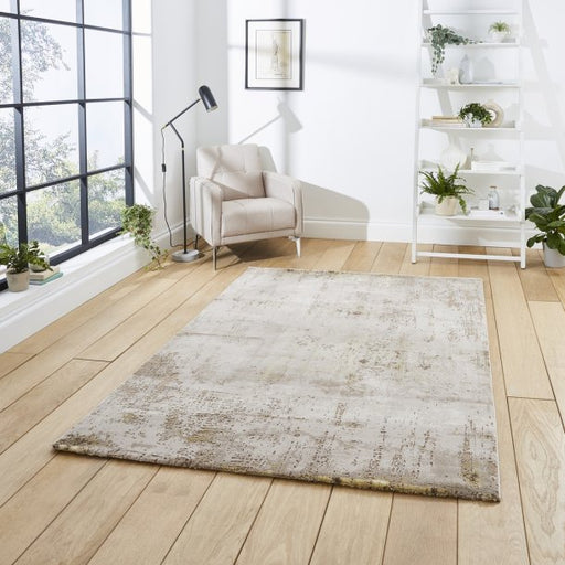 Luxe Beige & Gold Abstract Area Rug – Soft Distressed Texture – Multiple Sizes