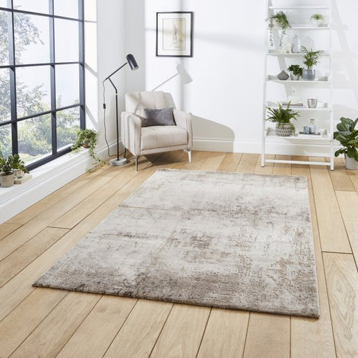 Contemporary Beige & Silver Abstract Area Rug – Soft Distressed Texture – Multiple Sizes