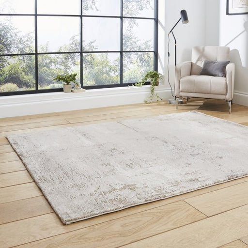 Contemporary Beige & Silver Abstract Area Rug – Soft Distressed Texture – Multiple Sizes