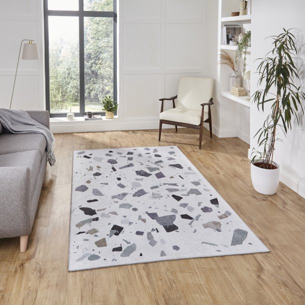 Modern Ivory & Grey Terrazzo-Pattern Rug – Contemporary Design for Stylish Interiors – Multiple Sizes